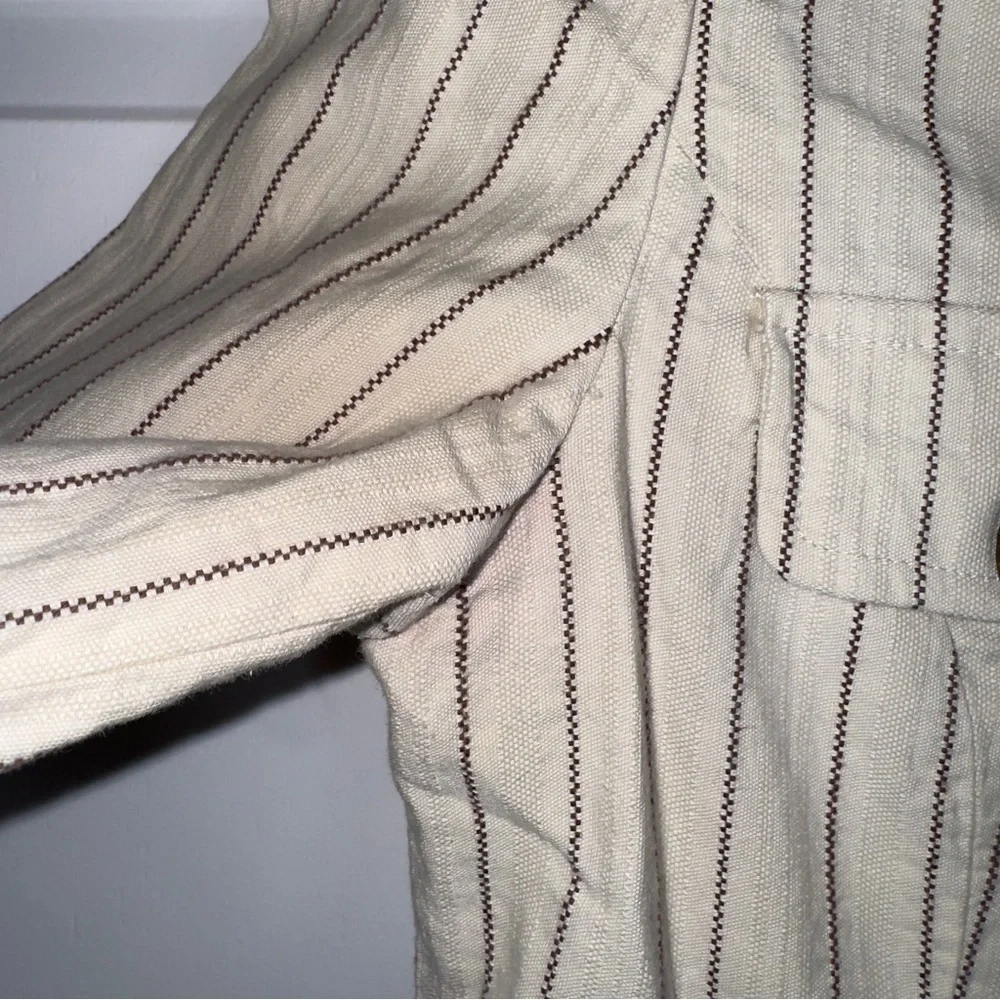 Tibi Women’s Striped Cotton Blazer Jacket Beige Brown Button Front Size 2 - Picture 7 of 12